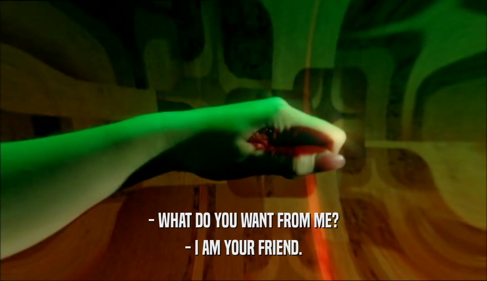 - WHAT DO YOU WANT FROM ME? - I AM YOUR FRIEND. 