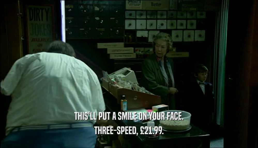 THIS'LL PUT A SMILE ON YOUR FACE. THREE-SPEED, 