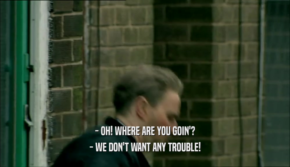 - OH! WHERE ARE YOU GOIN'? - WE DON'T WANT ANY TROUBLE! 