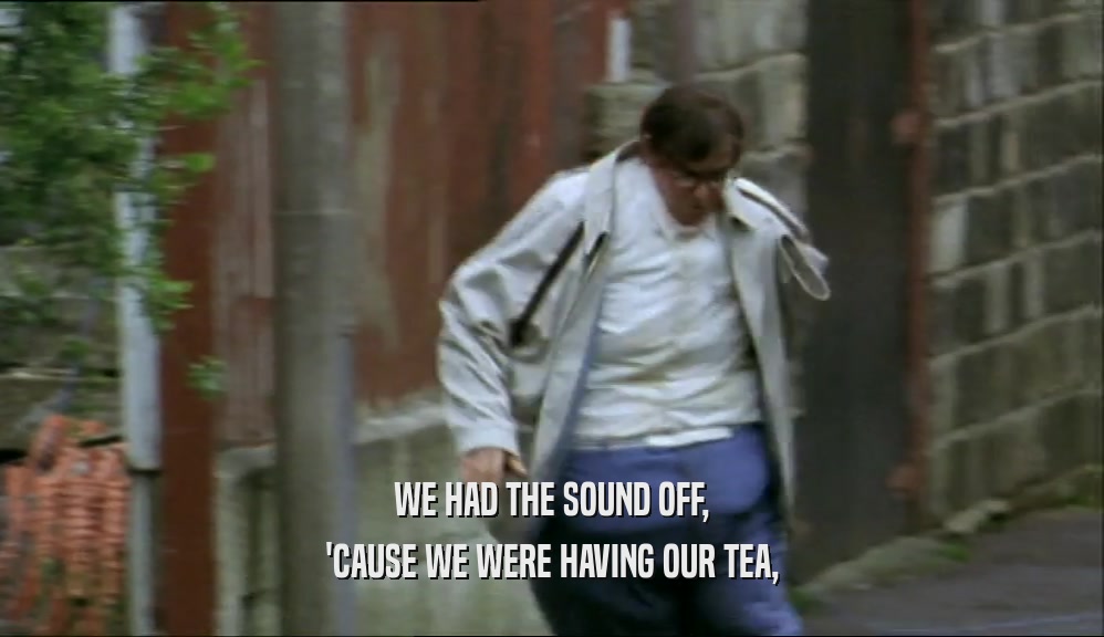 WE HAD THE SOUND OFF, 'CAUSE WE WERE HAVING OUR TEA, 