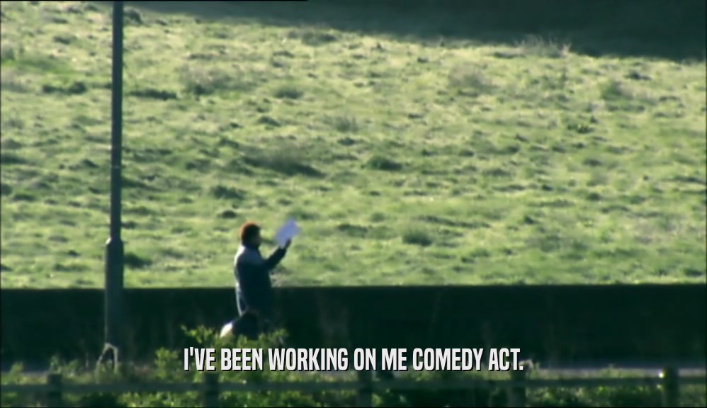 I'VE BEEN WORKING ON ME COMEDY ACT.  