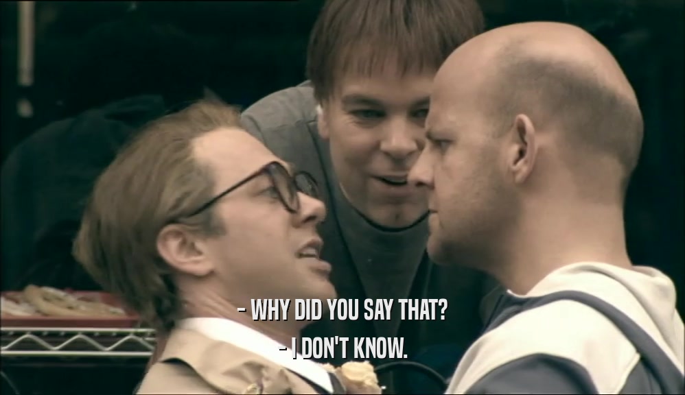 - WHY DID YOU SAY THAT? - I DON'T KNOW. 