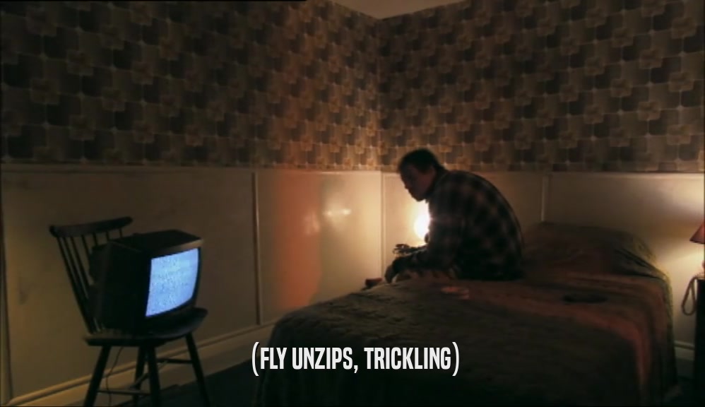 (FLY UNZIPS, TRICKLING)  