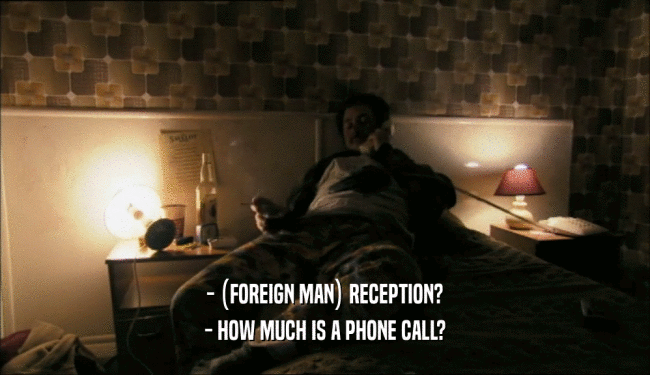- (FOREIGN MAN) RECEPTION?
 - HOW MUCH IS A PHONE CALL?
 