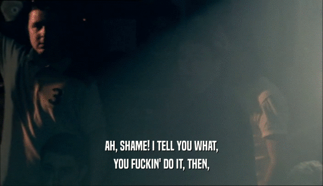 AH, SHAME! I TELL YOU WHAT, YOU FUCKIN' DO IT, THEN, 