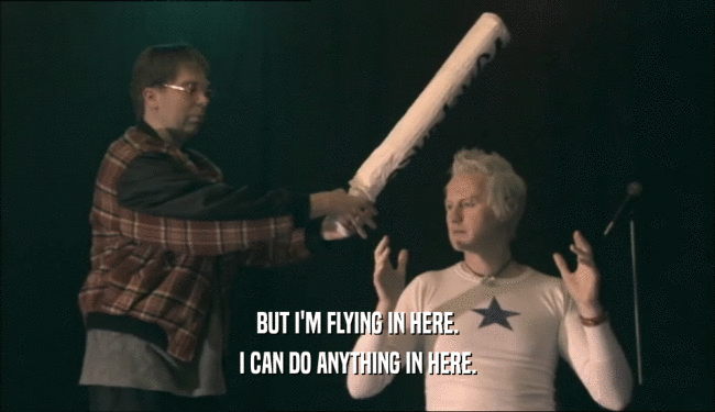 BUT I'M FLYING IN HERE. I CAN DO ANYTHING IN HERE. 