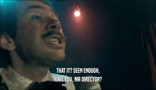 THAT IT? SEEN ENOUGH, HAVE YOU, MR DIRECTOR? 