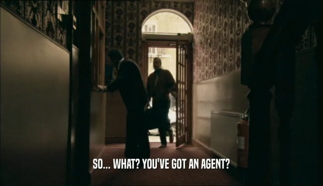 SO... WHAT? YOU'VE GOT AN AGENT?
  