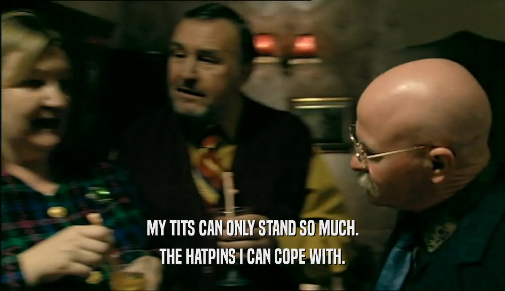 MY TITS CAN ONLY STAND SO MUCH. THE HATPINS I CAN COPE WITH. 