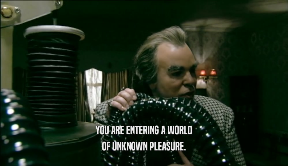 YOU ARE ENTERING A WORLD OF UNKNOWN PLEASURE. 