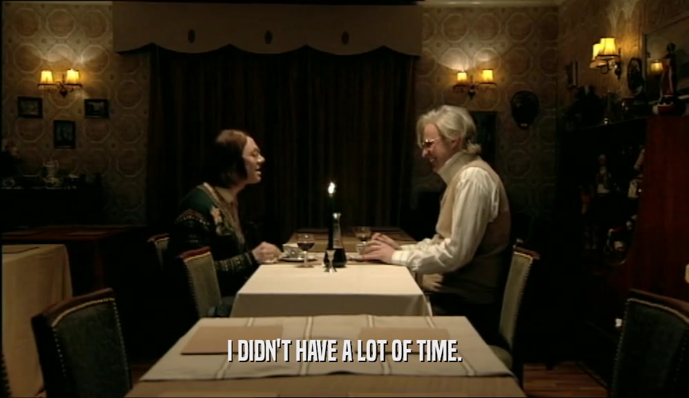 I DIDN'T HAVE A LOT OF TIME.  