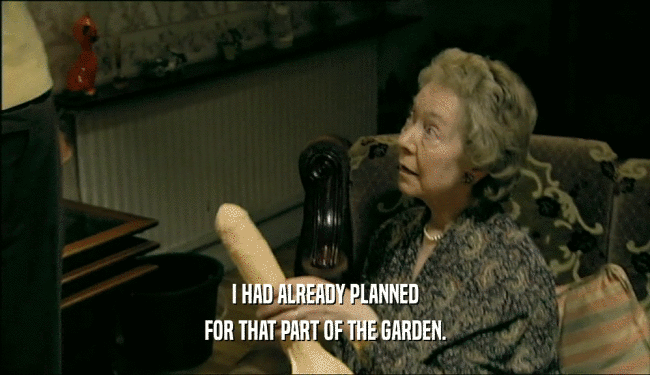 I HAD ALREADY PLANNED
 FOR THAT PART OF THE GARDEN.
 