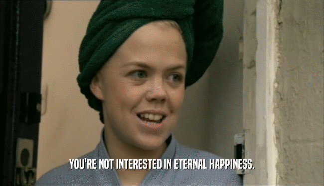 YOU'RE NOT INTERESTED IN ETERNAL HAPPINESS.
  