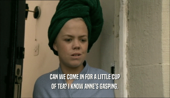 CAN WE COME IN FOR A LITTLE CUP OF TEA? I KNOW ANNE'S GASPING. 