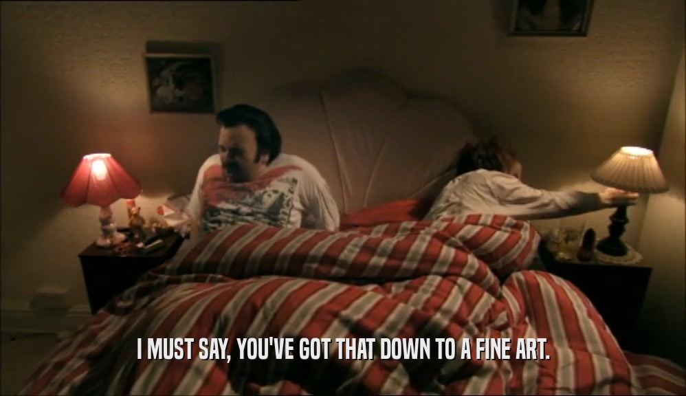 I MUST SAY, YOU'VE GOT THAT DOWN TO A FINE ART.  