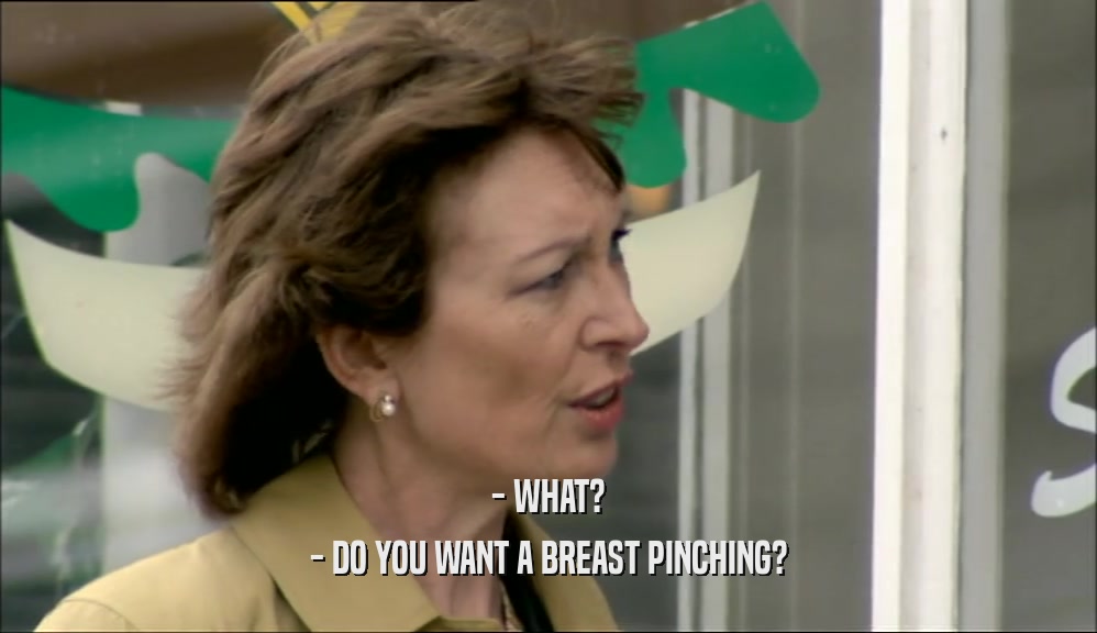 - WHAT? - DO YOU WANT A BREAST PINCHING? 