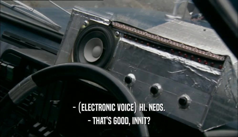 - (ELECTRONIC VOICE) HI. NEDS. - THAT'S GOOD, INNIT? 