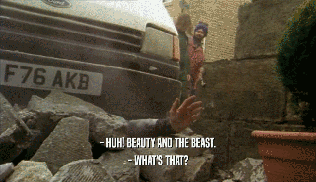 - HUH! BEAUTY AND THE BEAST. - WHAT'S THAT? 