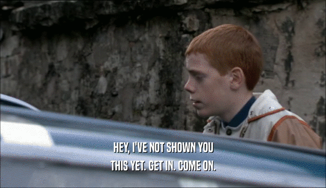 HEY, I'VE NOT SHOWN YOU THIS YET. GET IN. COME ON. 