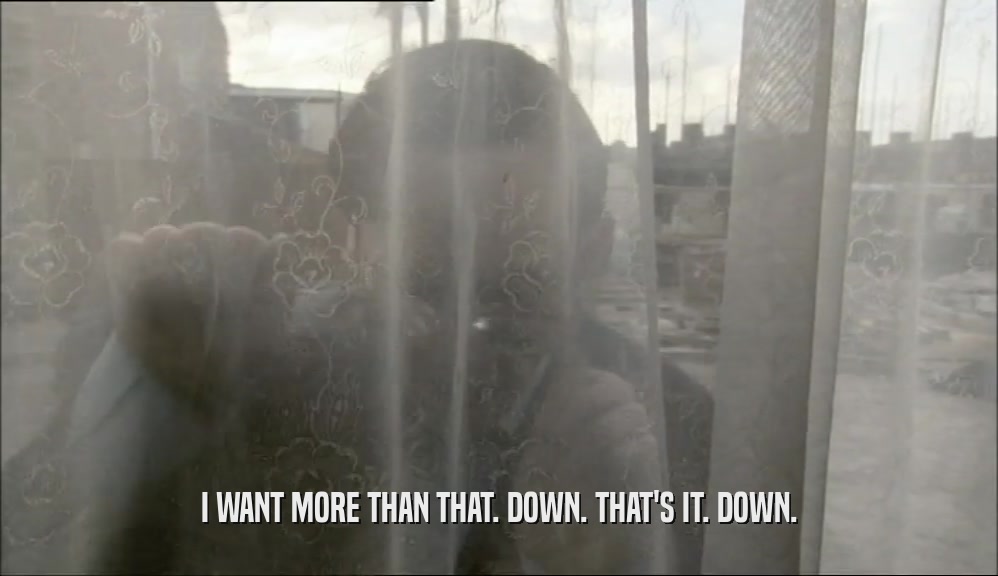 I WANT MORE THAN THAT. DOWN. THAT'S IT. DOWN.  