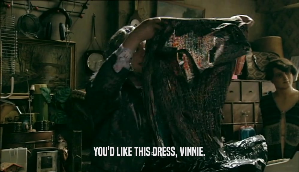 YOU'D LIKE THIS DRESS, VINNIE.  