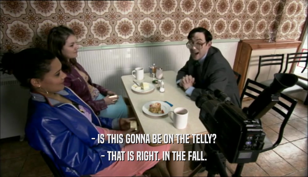 - IS THIS GONNA BE ON THE TELLY?
 - THAT IS RIGHT. IN THE FALL.
 