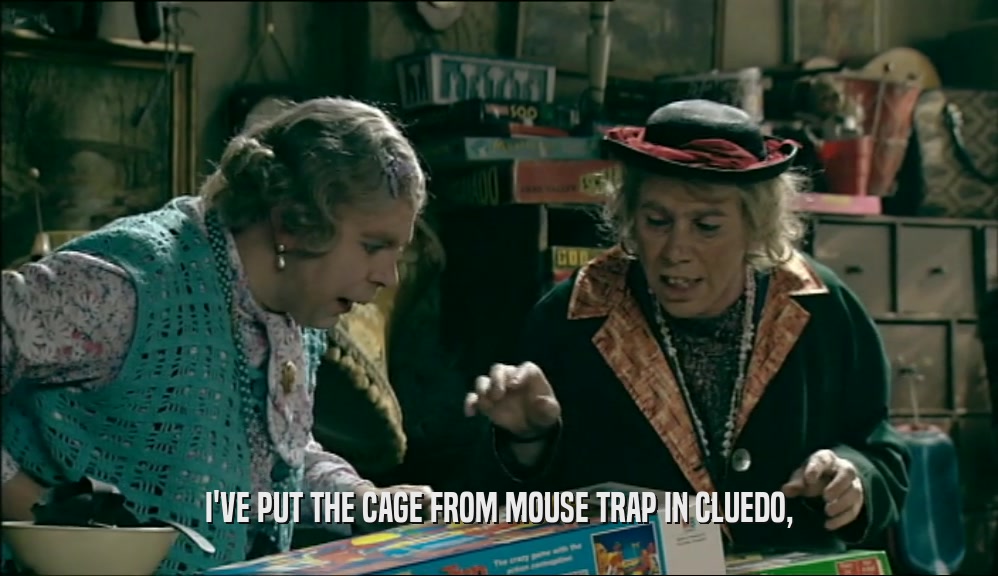 I'VE PUT THE CAGE FROM MOUSE TRAP IN CLUEDO,  