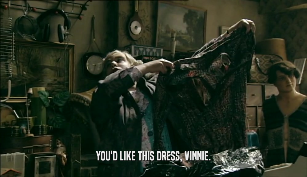 YOU'D LIKE THIS DRESS, VINNIE.  
