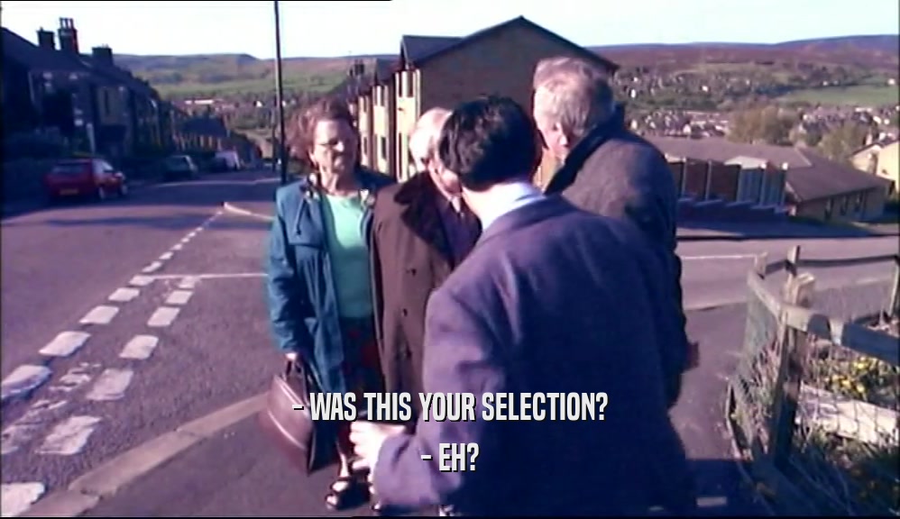 - WAS THIS YOUR SELECTION? - EH? 