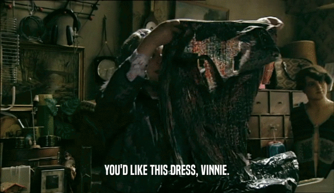 YOU'D LIKE THIS DRESS, VINNIE.  