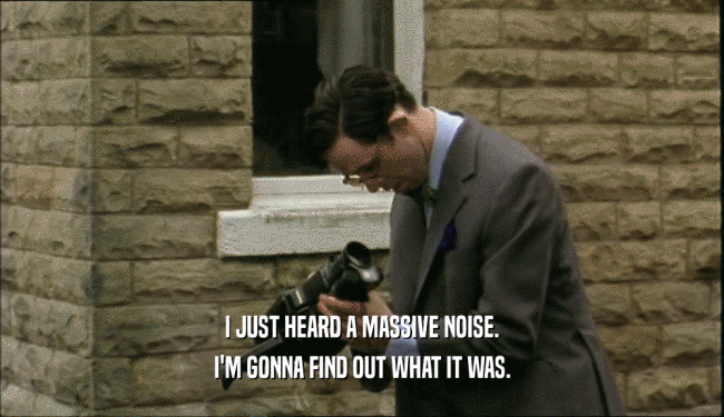 I JUST HEARD A MASSIVE NOISE. I'M GONNA FIND OUT WHAT IT WAS. 