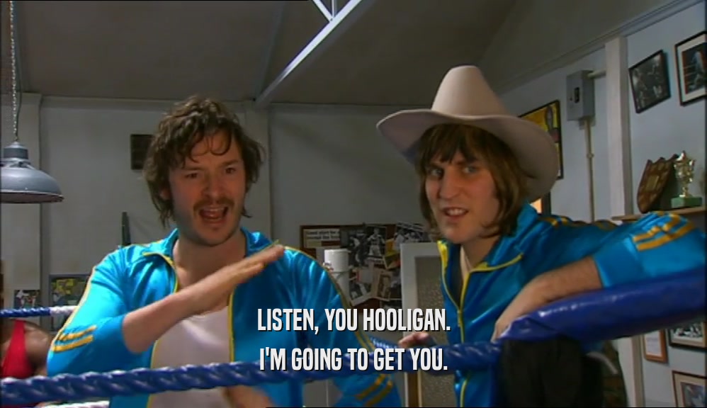 LISTEN, YOU HOOLIGAN. I'M GOING TO GET YOU. 