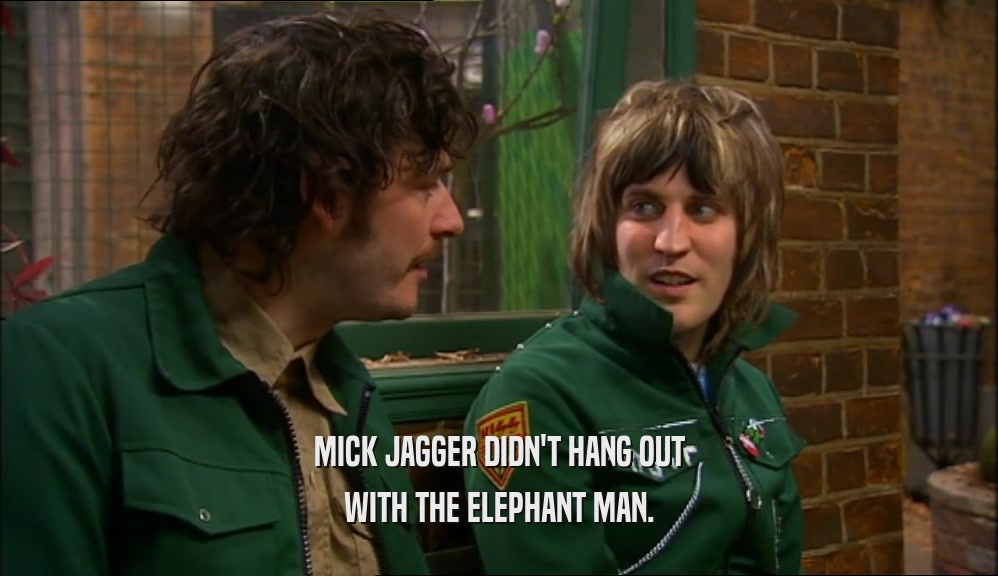 MICK JAGGER DIDN'T HANG OUT WITH THE ELEPHANT MAN. 