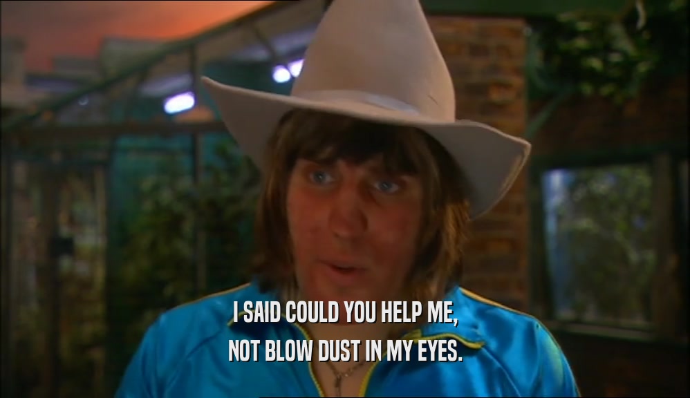 I SAID COULD YOU HELP ME, NOT BLOW DUST IN MY EYES. 