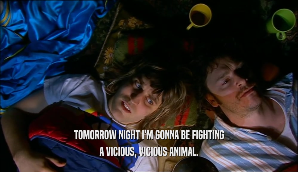 TOMORROW NIGHT I'M GONNA BE FIGHTING A VICIOUS, VICIOUS ANIMAL. 
