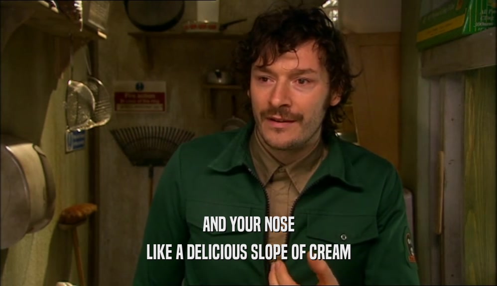 AND YOUR NOSE LIKE A DELICIOUS SLOPE OF CREAM 