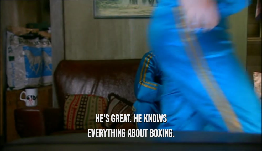 HE'S GREAT. HE KNOWS EVERYTHING ABOUT BOXING. 