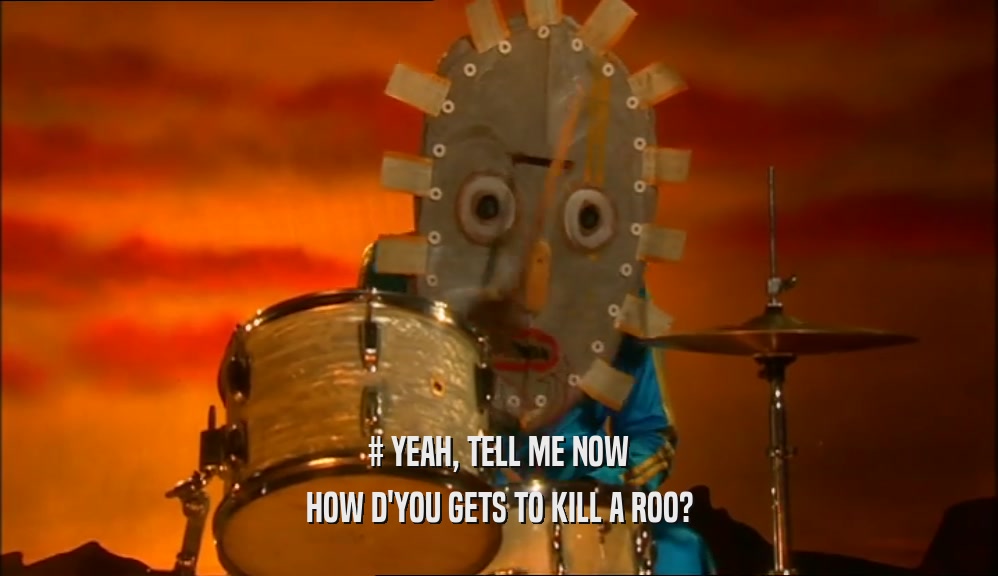 # YEAH, TELL ME NOW HOW D'YOU GETS TO KILL A ROO? 