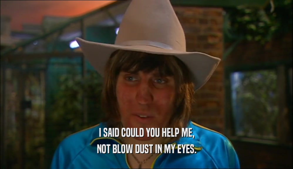 I SAID COULD YOU HELP ME, NOT BLOW DUST IN MY EYES. 