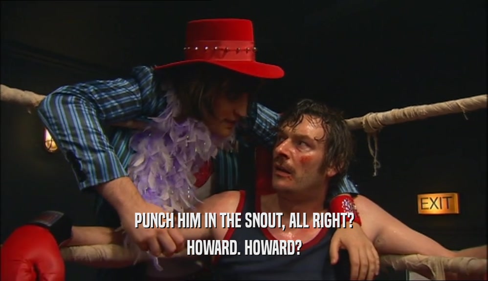 PUNCH HIM IN THE SNOUT, ALL RIGHT? HOWARD. HOWARD? 