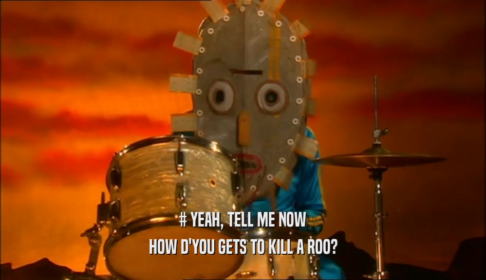 # YEAH, TELL ME NOW HOW D'YOU GETS TO KILL A ROO? 