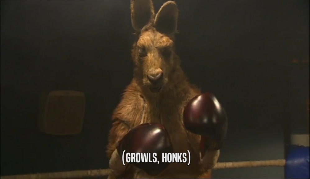 (GROWLS, HONKS)  