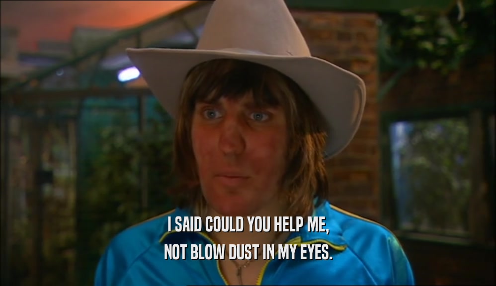 I SAID COULD YOU HELP ME, NOT BLOW DUST IN MY EYES. 