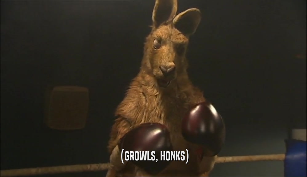 (GROWLS, HONKS)  