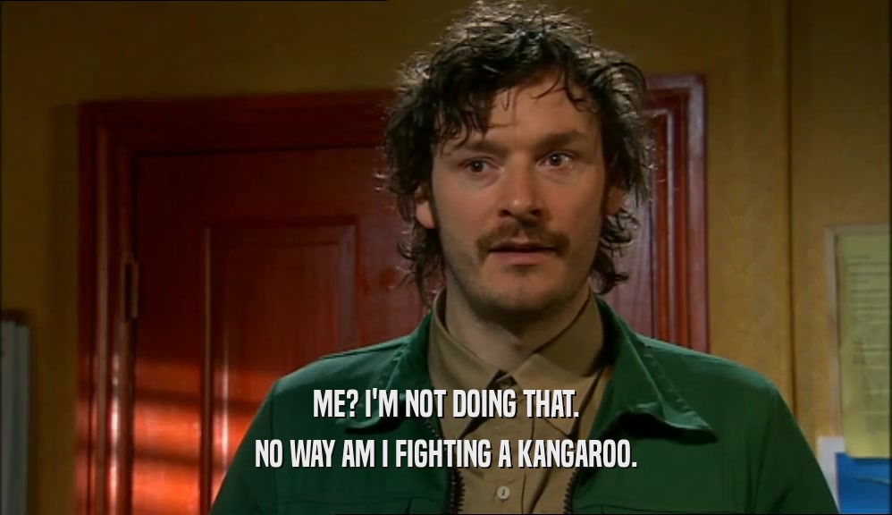 ME? I'M NOT DOING THAT. NO WAY AM I FIGHTING A KANGAROO. 