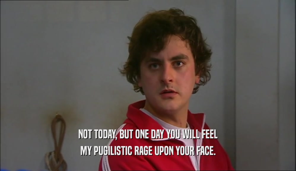 NOT TODAY, BUT ONE DAY YOU WILL FEEL MY PUGILISTIC RAGE UPON YOUR FACE. 