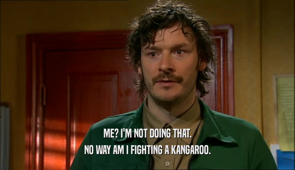 ME? I'M NOT DOING THAT. NO WAY AM I FIGHTING A KANGAROO. 