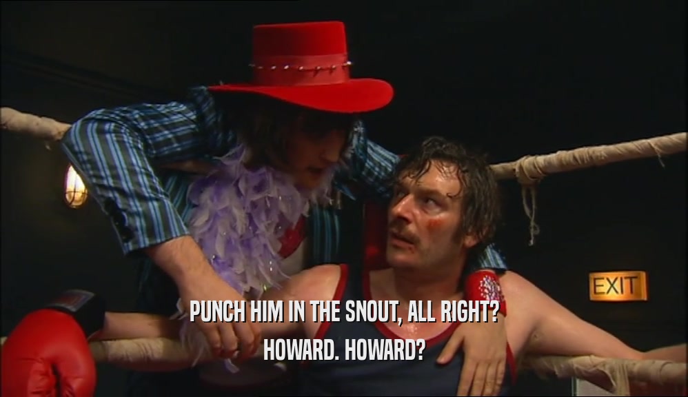 PUNCH HIM IN THE SNOUT, ALL RIGHT? HOWARD. HOWARD? 