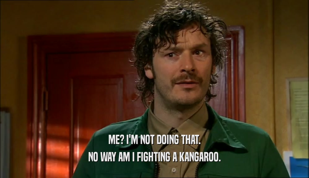 ME? I'M NOT DOING THAT. NO WAY AM I FIGHTING A KANGAROO. 