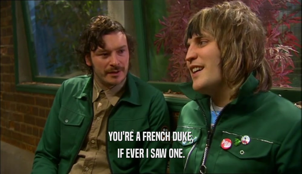 YOU'RE A FRENCH DUKE,
 IF EVER I SAW ONE.
 
